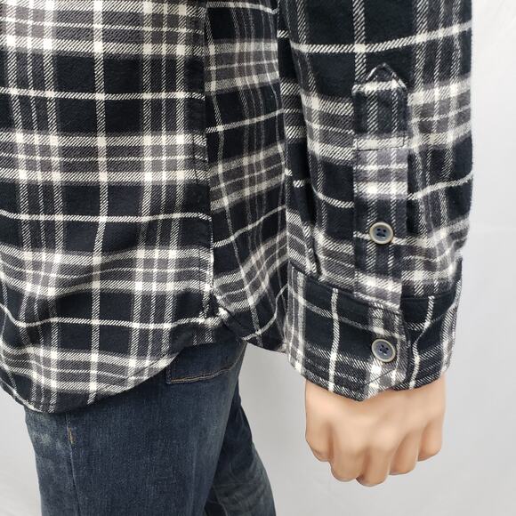 JACHS New York Flannel Shirt Plaid Black White Two Pockets Heavy Men 2XL XXL - Picture 7 of 14